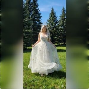 Elegant Ivory Boho Celestial Wedding Gown